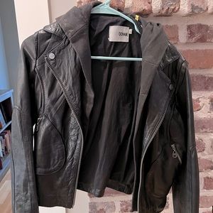 Doma black leather moto jacket Sz Large